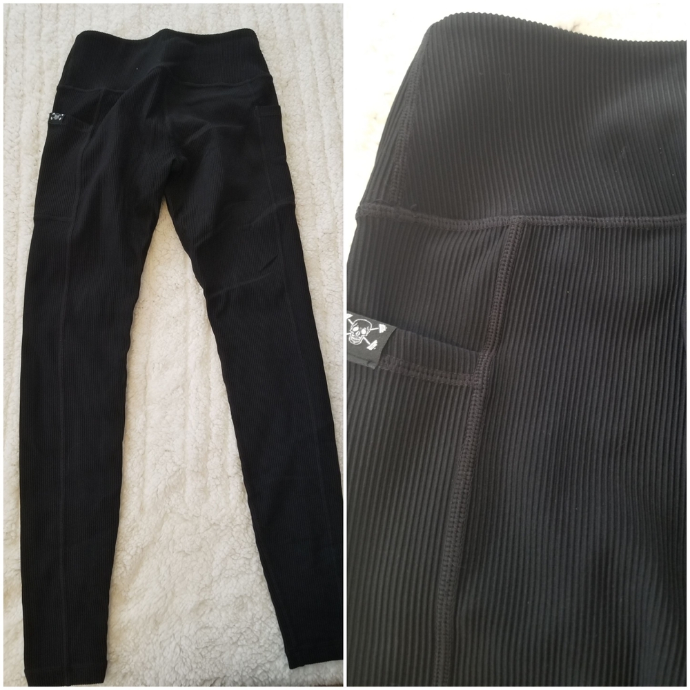 Constantly Varied Gear Ribbed Full Length  Black Leggings